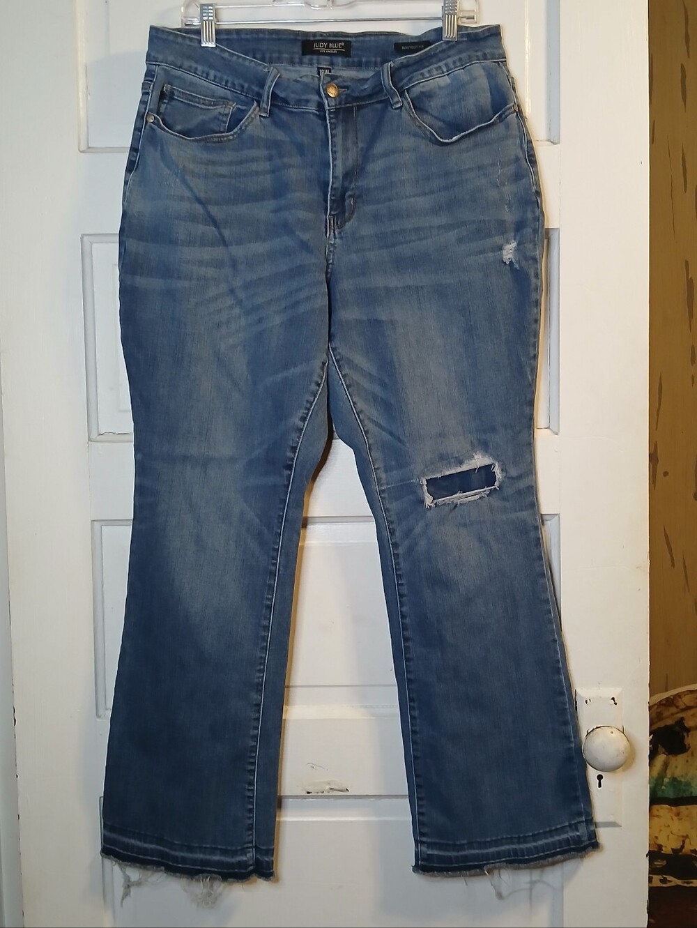 Judy Blue 18W Bootcut Jeans Distressed Raw Hem Stretch Denim Plus Size
